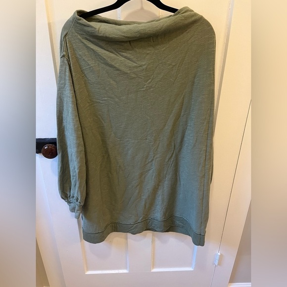 We the Free Green Oversized Tunic Dress Top Size Small wide neck - Picture 3 of 6